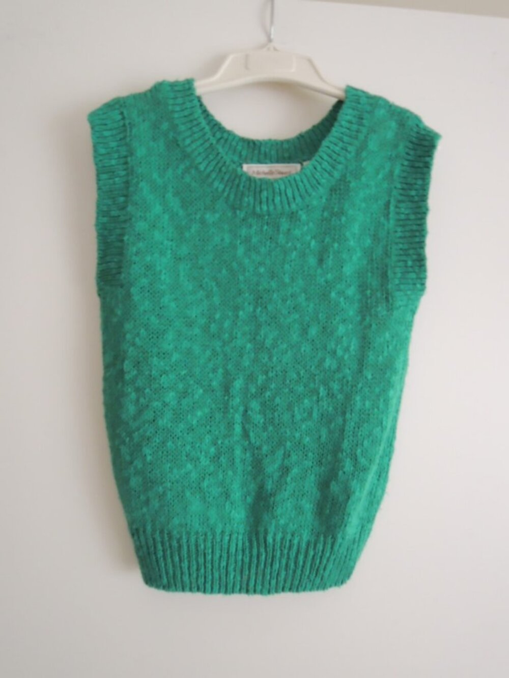 Ladies Crop Top Size S Emerald Green S/L Cotton Blend Knit Top - Michelle Stuart